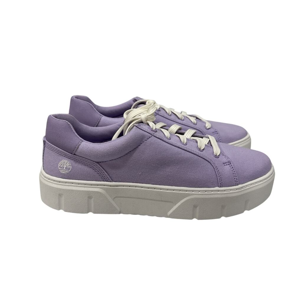 Timberland Women's Laurel Court Low Lace Purple Canvas Sneaker A64GC-Size: 8.5